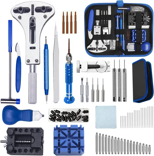Vista 8 de Aokelily Kit de reparación de relojes, kit profesional de herramientas de reloj de repuesto de batería, removedor de enlace, ajuste de la espalda