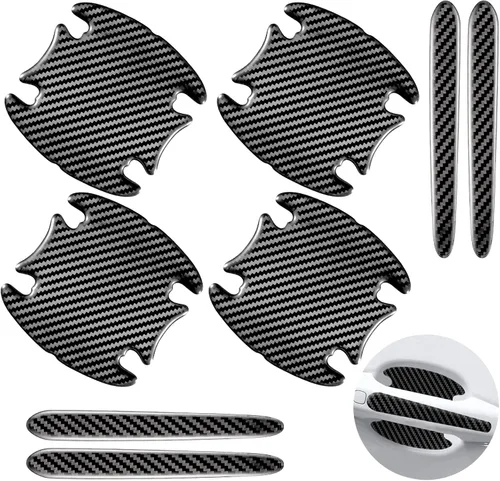 Vista 10 de Pegatina Protectora de Copa de Manija de Puerta de Auto de TPU Tipo Fibra de Carbono, Protector de Pintura de Puerta Auto, Películas de Protección