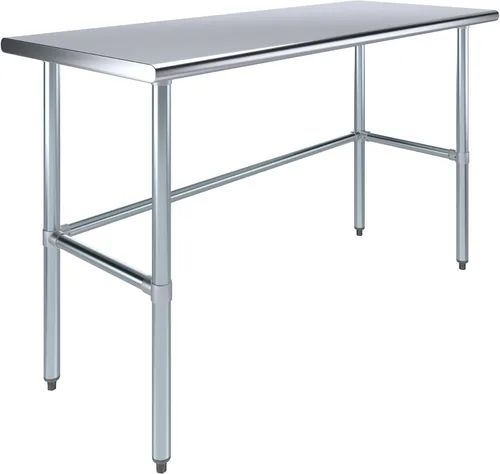 Vista 30 de AmGood Mesa de trabajo de acero inoxidable con base abierta, banco de trabajo de metal