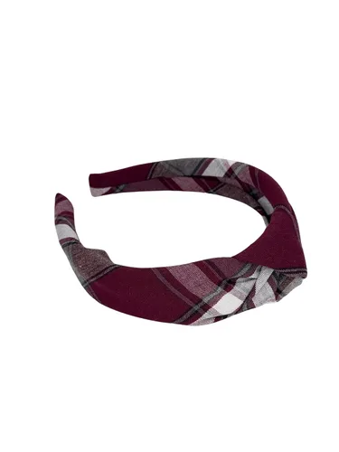 Vista 7 de Diadema anudada de 1.25 pulgadas, uniforme escolar, a cuadros, acolchada, con nudo en la parte superior, diadema de uniforme (cuadros 120)