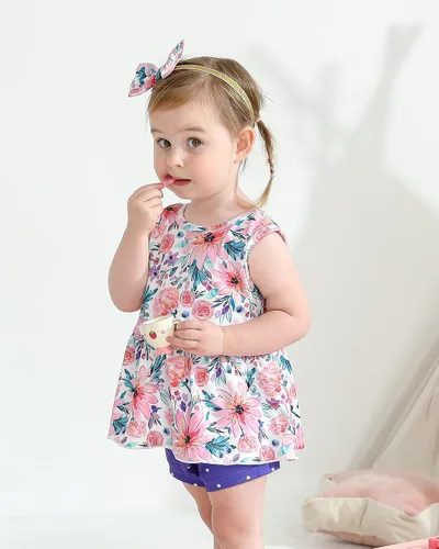 Vista 3 de Mioglrie Baby Girl Clothes Summer Girl Short Set Newborn Infant Girl Outfit Toddler Girl Clothing