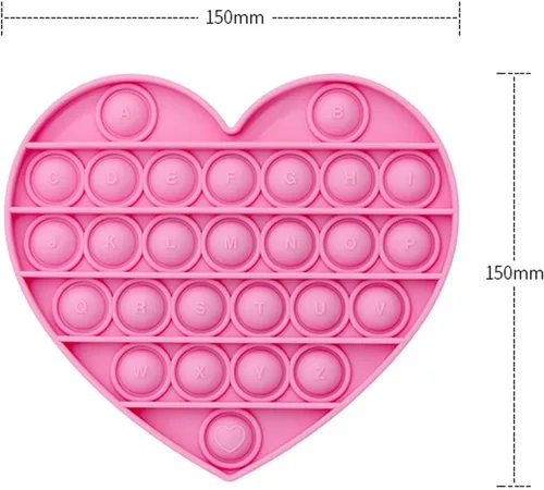Vista 2 de Juguetes sensoriales antiestrés para niñas y niños pequeños, con forma de corazón rosa, alfabeto en relieve, juguete sensorial calmante