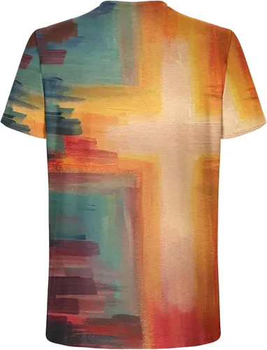 Vista 4 de Camiseta de manga corta con estampado 3D de Jesús Cruz de Jesús para hombre, camisetas gráficas divertidas, camisetas cristianas religiosas