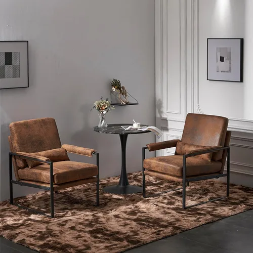Vista 2 de Accent Chairs for Living Room Modern Lounge Chair Single Iron Frame Chair Bronzing Cloth Indoor Leisure Chair Armchair Vanity Chair Reading Chair