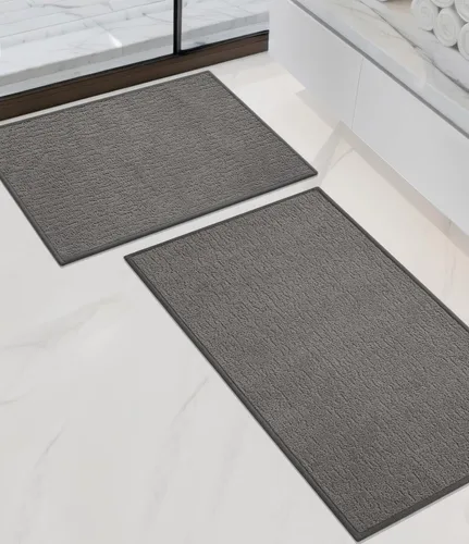 Vista 58 de Chakme Juego de 2 alfombras de baño ultrafinas, absorbentes, antideslizantes, lavables a máquina, color negro, 17 x 24 pulgadas / 17 x 30 pulgadas
