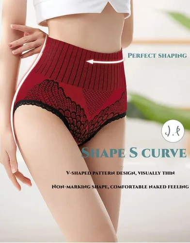 Vista 3 de Paquete de 5 calzoncillos de algodón elástico de cintura alta para mujer, ropa interior de cintura alta para mujer