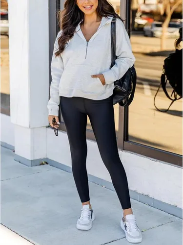 Vista 5 de Scuba Dupes - Sudadera con cremallera de un cuarto para mujer, manga larga, forro polar, con cremallera, sudaderas con capucha para mujer