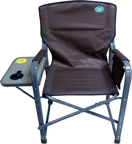 Vista 4 de EEZ RV Products Silla de director plegable de respaldo alto resistente con mesa auxiliar y bolsa de almacenamiento - (marrón)