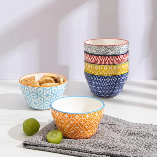 Vista 3 de Selamica Vasos de cerámica para caldo de 8 onzas, cuencos pequeños de 4 pulgadas, cuencos de postre para salsa de sopa, tazas de café, aptas