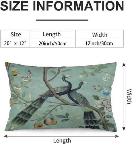 Vista 2 de Synthwave A Teal of Two Birds Chinoiserie - Fundas de almohada decorativas de 12 x 20 pulgadas, almohada decorativa para decoración del hogar