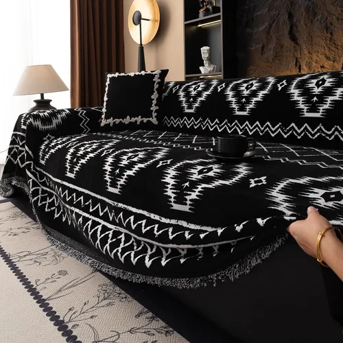 Vista 9 de VClife funda boho de sofá de felpilla para sofá seccional, funda antideslizante para sofá de 2 plazas, protector para mascotas con borlas, funda