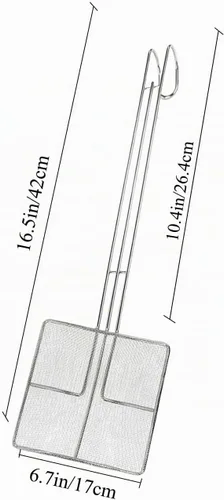 Vista 2 de 2 piezas - Freidora de araña de cocina con cuchara para freír espumadera (2 cucharas + 1 delantal + 1 sombrero de chef)