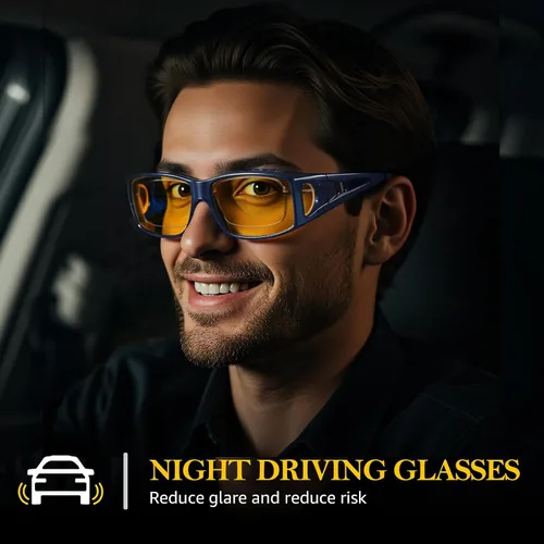 Vista 2 de FIMILU Paquete de 2 lentes de visión nocturna para mujeres y hombres, lentes polarizados para conducción nocturna antirreflejos para noche 0311