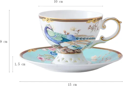 Vista 7 de ACMLIFE Juego de taza de té y platillo de porcelana de hueso – Juego de taza de café y platillo de té de porcelana de hueso, juego de taza de té