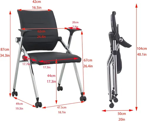 Vista 3 de Silla de oficina plegable con respaldo cómodo, silla apilable para sala de conferencias, silla plegable de oficina, silla de sala de conferencias