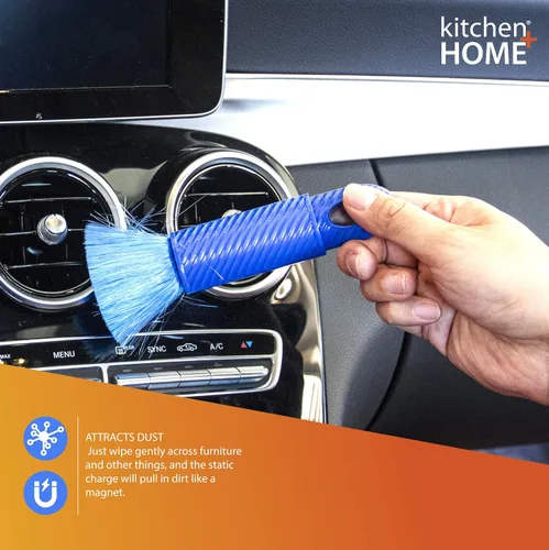 Vista 3 de Kitchen + Home - Plumero estático compacto – Plumero de viaje de 6.5 pulgadas con funda de transporte – El plumero electrostático atrae el polvo