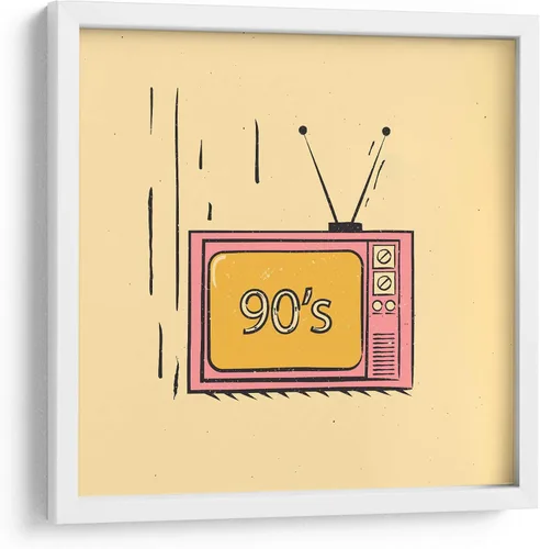 Vista 6 de Canvas Lab The 90's on TV by Vision Grasp Art 11 x 11 in Fine Art Framed Print, Frame Color: Black, With Mat History, Illustrations, Pop