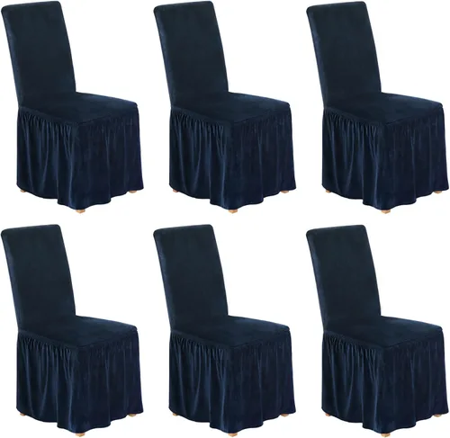 Vista 29 de NICEEC Fundas de silla de elastano para sillas de comedor, juego de 2 fundas de silla de comedor extraíbles con falda, fundas para sillas Parson