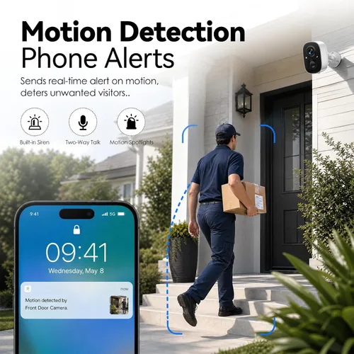 Vista 3 de 2K Security Cameras Wireless Outdoor,WiFi Cameras for Home Security White-2pack