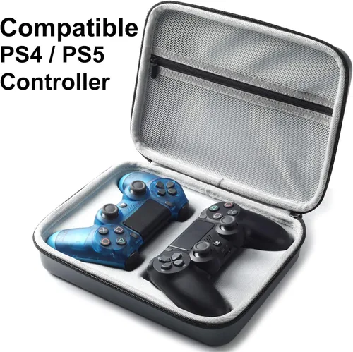 Vista 4 de Funda para controlador de consola PS5, doble DualSense, carcasa dura de protección DualSense, Playstation 5, dos controladores, bolsa de transporte