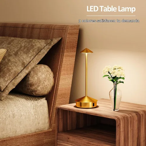 Vista 5 de Juego de 2 lámparas de mesa inalámbricas, lámpara de escritorio LED portátil, funciona con batería de 6000 mAh, lámpara recargable de 3 niveles