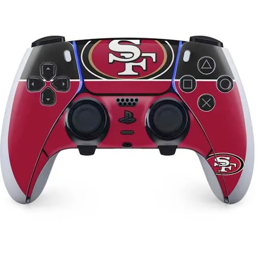 Vista 9 de Skinit Decal Gaming Skin Compatible with PS5 DualSense Edge Pro Controller - Officially Licensed NFL San Franciso 49ers Black & White Design