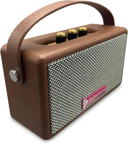 Vista 6 de RetroVybe - Mini altavoz Bluetooth portátil, sonido cristalino con graves profundos, batería de 8 horas de duración, micrófono integrado