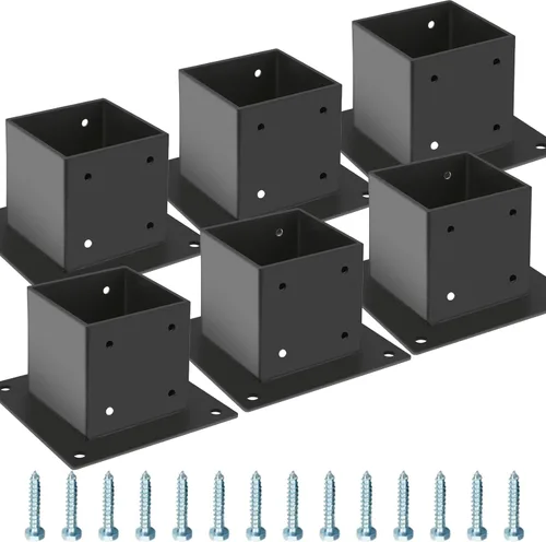 Vista 11 de Base de Poste 4×4, Soportes de Poste de Terraza, Tamaño Interior 3.5"×3.5", Base de Anclaje de Poste de Valla de Acero Grueso, Metal Negro