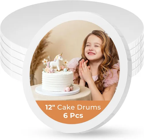 Vista 8 de Kootek Discos para Pasteles Redondos de 10 Pulgadas, 1/2" de Grosor, Bordes Totalmente Envueltos Profesionales, Suministros de Decoración, Blanco