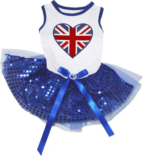Vista 6 de petitebella cachorro perro ropa nacional corazón tema mascota vestido, XS, Australia