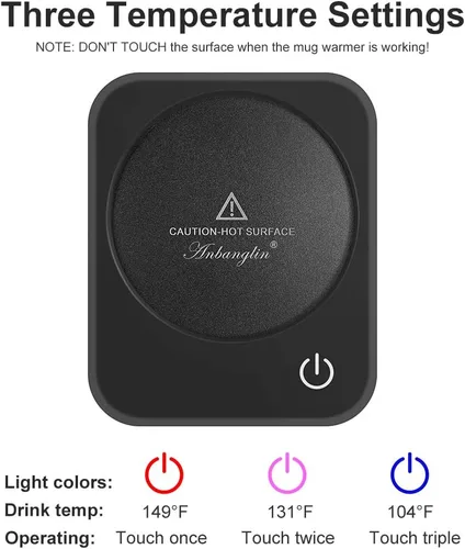 Vista 5 de Calentador de taza de café, calentador inteligente de tazas para escritorio, 3 controles de temperatura y apagado automático, calentador eléctrico