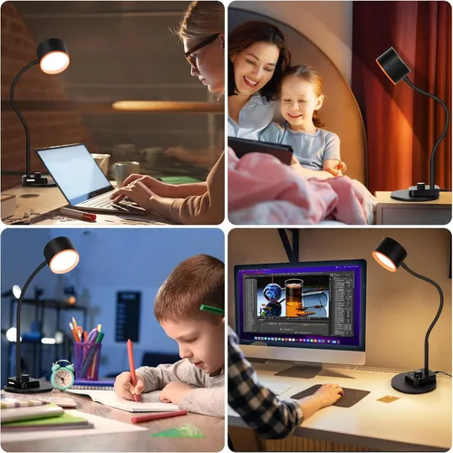 Vista 6 de LiFMIRA Lámpara de Escritorio, Lámpara de Escritorio LED con Puertos de Carga USB C + A, Lámpara de Lectura de Cuidado Visual Completamente