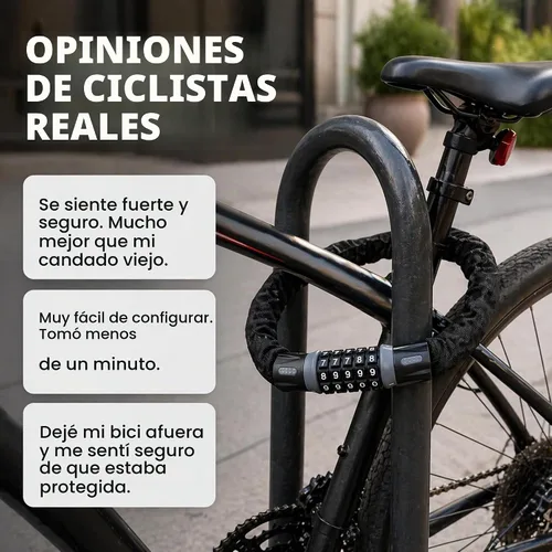 Vista 6 de Revas - Cerradura de bicicleta resistente con combinación de 5 dígitos antirrobo Cerradura de seguridad resistente a la intemperie y a los cortes
