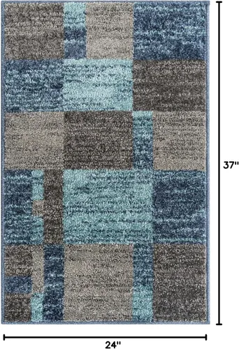 Vista 2 de Unique Loom - Alfombra de la colección Otoño Providence (rectangular de 2 x 3 pies 1 pulgada, azul grisáceo/marrón claro)