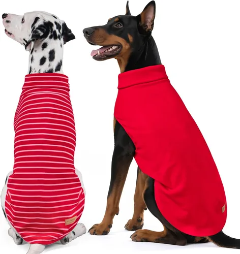 Vista 18 de KYEESE Paquete de 2 suéteres para perro, abrigo para mascotas, cuello alto, ropa elástica para perros, suéteres súper suaves para perros pequeños 1#