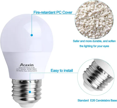 Vista 8 de Bombilla LED para refrigerador de 4 W, equivalente a 40 vatios, impermeable, para congelador y refrigerador, IP54, 120 V, E26, luz diurna blanca