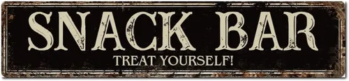Vista 10 de Madcolitote Letrero de calle personalizado SNACK BAR con texto en inglés «Snack Bar» de madera para decorar la pared de la sala de estar, arte