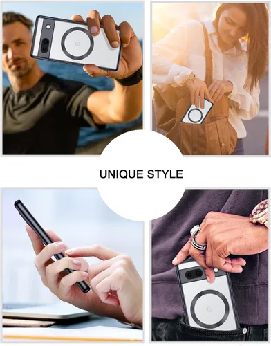 Vista 9 de BENTOBEN Funda magnética para Google Pixel 7a compatible con MagSafe, chapada delgada, a prueba de golpes, suave TPU galvanizado, carga inalámbrica