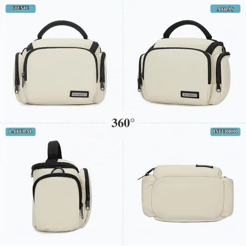 Vista 3 de G-raphy Funda compacta y ligera para cámara Nikon Canon, Sony, DSLR SLR, sin espejo, con correas de extracción (beige)