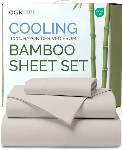 Vista 20 de Sábanas de bambú 100% rayón derivado de bambú, tamaño individual, sábanas refrescantes para individuales. Ropa de cama ultra suave, transpirable