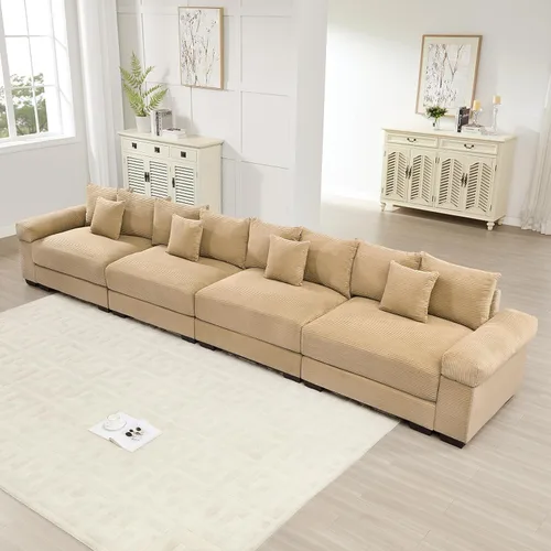 Vista 61 de ODUSE-DAILY Sofá modular de gran tamaño de 117.3 pulgadas, sofás modulares grandes de pana para sala de estar, sofás de 3 plazas, moderno juego