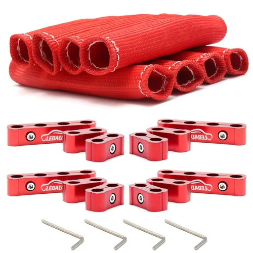 Vista 7 de LEDAUT 12 piezas separador divisor de cables de bujía del motor para 8 mm, 9 mm, 10 mm (negro)