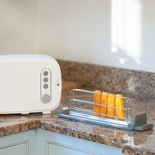 Vista 6 de Berghoff Seren - Tostadora de carga lateral delgada, encimera Cool Touch, color blanco Toaster With Slide Out Crumb Tray, Multi Mode Defrost