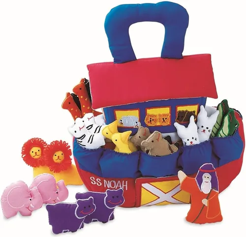 Vista 4 de Pockets of Learning Noah's Ark Adventure Soft Play Set de actividades interactivas para niños pequeños y niños Juguete educativo de tela bíblica