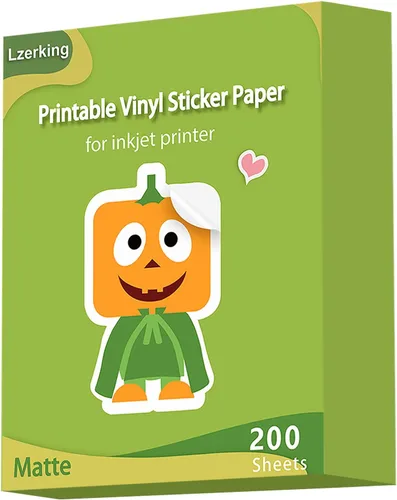 Vista 9 de Lzerking Papel de Pegatinas de Vinilo Imprimible para Impresora de Inyección de Tinta - Blanco Mate 60 Hojas Autoadhesivo Impermeable Papel