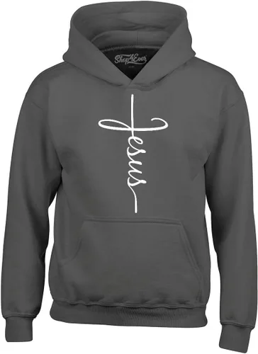 Vista 8 de shop4ever Sudaderas con capucha Jesus Cross Negro