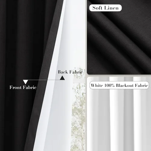 Vista 5 de [Usado] Joywell Cortinas de Lino 100% Opacas de 72 Pulgadas de Largo, Cortinas de Plisado Franzido con Pestañas Traseras con Ganchos, Oscurecimiento