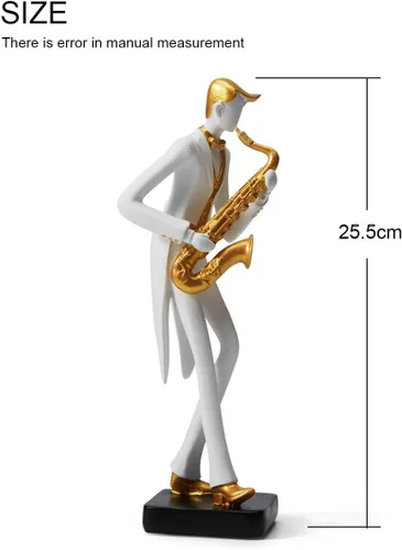 Vista 4 de HAUCOZE - Estatua de saxofón para decoración musical, estatua de músico, 10 pulgadas Modern Arts, Home Gift for Studio Living Room Office, for