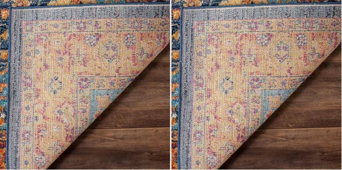 Vista 23 de SAFAVIEH Evoke Collection EVK275C Medallón oriental envejecido, no desprende pelusa, 2'2" x 4', color azul/naranja, alfombra de acento para sala