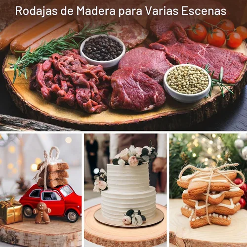 Vista 6 de Adrattnay 8 piezas de rebanadas de madera para centros de mesa de 12 a 13 pulgadas, círculos redondos de madera de Paulownia para decoración